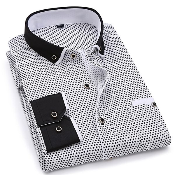 men fashion casual long sleeved printed shirt slim fit male social business dress shirts brand for soft comfortable 220324, White;black
men fashion casual long sleeved printed shirt slim fit male social business dress shirts brand for soft comfortable 220324, White;black