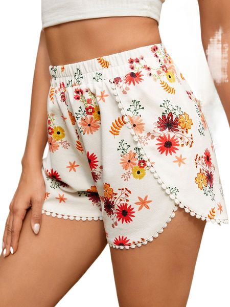 high waist floral print wrap shorts e2rs#, White;black 
high waist floral print wrap shorts e2rs#, White;black