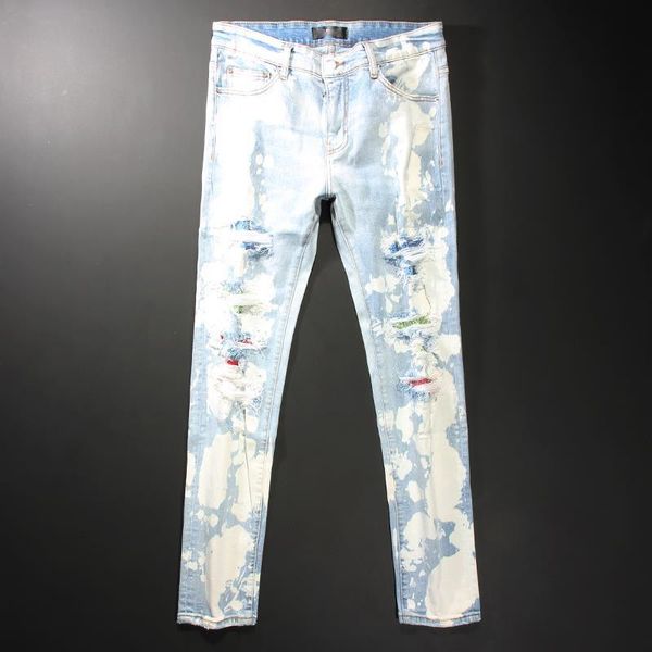 men's jeans light blue ripped tights high street fashion brand hole patch diamond elastic leg jean pantalon homme for men hombre
men's jeans light blue ripped tights high street fashion brand hole patch diamond elastic leg jean pantalon homme for men hombre