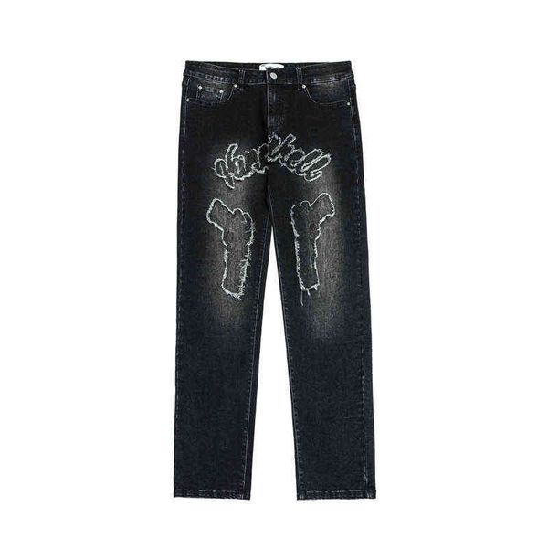 ripped distressed double gun letter embroidery retro blue jeans pants men's high street pockets straight baggy denim trousers t220803
ripped distressed double gun letter embroidery retro blue jeans pants men's high street pockets straight baggy denim trousers t220803
