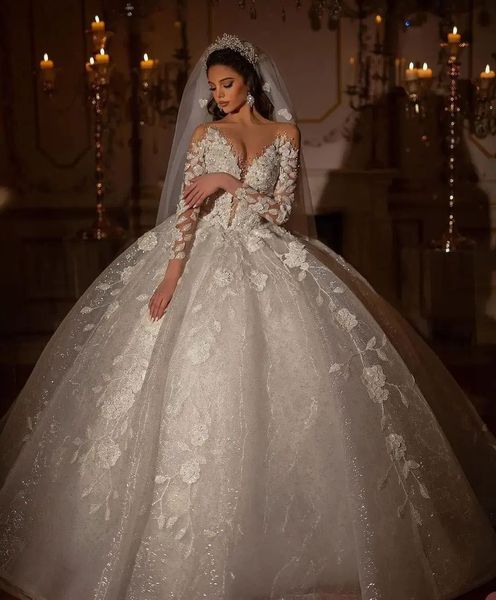 shiny luxury appliques wedding dress sheer neck long sleeves pearls bridal gowns backless long train formal robe de mariee, White
shiny luxury appliques wedding dress sheer neck long sleeves pearls bridal gowns backless long train formal robe de mariee, White