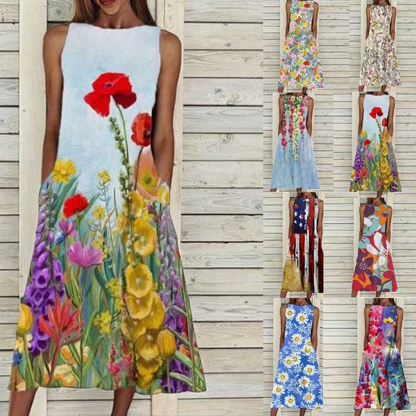 summer women's new casual flower corset round neck medium and long a-line dress, Black;gray
summer women's new casual flower corset round neck medium and long a-line dress, Black;gray