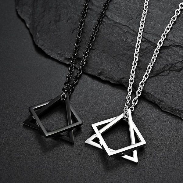 pendant necklaces geometric squaretriangle necklace for men women stainless steel interlocking chain choker male jewelry accessories, Silver
pendant necklaces geometric squaretriangle necklace for men women stainless steel interlocking chain choker male jewelry accessories, Silver