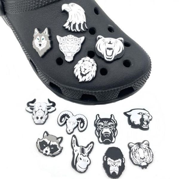 13 style black white animal head croc charms pvc garden shoe accessories soft rubber for clog bracelet wristband part, White;pink
13 style black white animal head croc charms pvc garden shoe accessories soft rubber for clog bracelet wristband part, White;pink