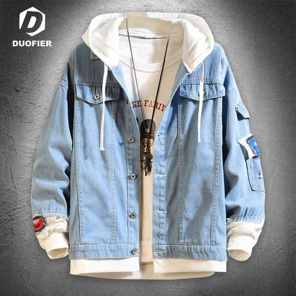 harajuku men jacket 2022 autumn winter patchwork hooded denim jackets washed blue jeans coat male streetwear hip hop outerwear y220803, Black;brown
harajuku men jacket 2022 autumn winter patchwork hooded denim jackets washed blue jeans coat male streetwear hip hop outerwear y220803, Black;brown