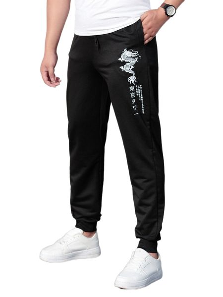 men dragon & letter graphic sweatpants a9kw#, Black
men dragon & letter graphic sweatpants a9kw#, Black