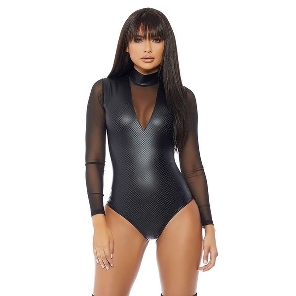 #0804 black mesh sheer long sleeve pu faux leather bodysuit women high neck club pvc see through body suits for women y200401, Black;white
#0804 black mesh sheer long sleeve pu faux leather bodysuit women high neck club pvc see through body suits for women y200401, Black;white