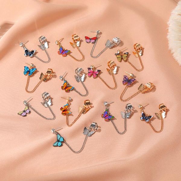 clip-on & screw back korean enamel butterfly clip earring for teens women ear cuffs cool jewelry retro chain long hanging earings metal gift, Silver
clip-on & screw back korean enamel butterfly clip earring for teens women ear cuffs cool jewelry retro chain long hanging earings metal gift, Silver