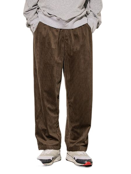 men slant pocket corduroy wide leg pants i6zn#, Black 
men slant pocket corduroy wide leg pants i6zn#, Black