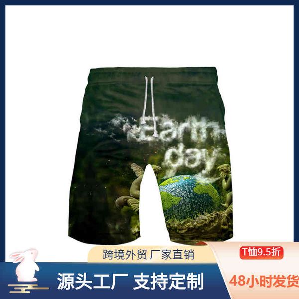 men's shorts green environmental protection leisure trend 3d color printing beach, White;black
men's shorts green environmental protection leisure trend 3d color printing beach, White;black