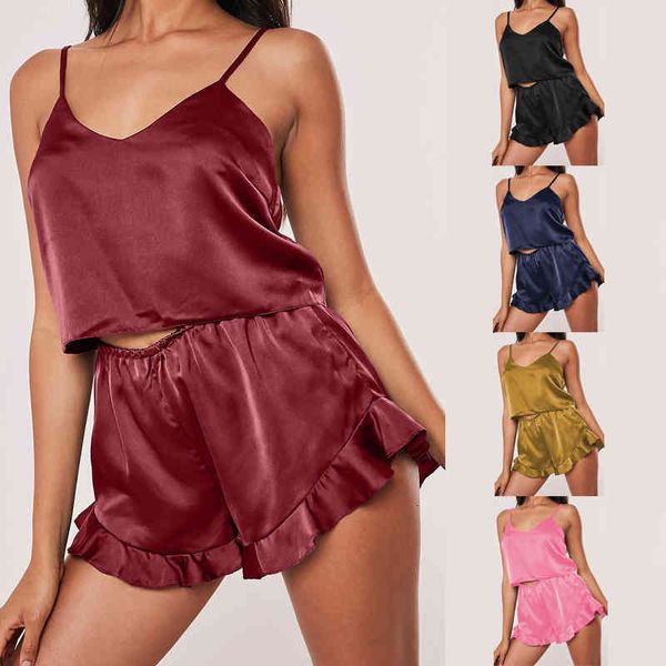 women's tracksuits home clothes two piece set women's summer color v-neck sling split pajama set 3ykb, Gray
women's tracksuits home clothes two piece set women's summer color v-neck sling split pajama set 3ykb, Gray