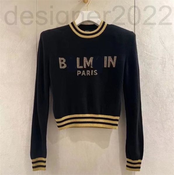 women's sweaters designer ba man 22 spring and summer loose casual pullover long sleeve sweater gold stripe contrast women's wear, White;black
women's sweaters designer ba man 22 spring and summer loose casual pullover long sleeve sweater gold stripe contrast women's wear, White;black