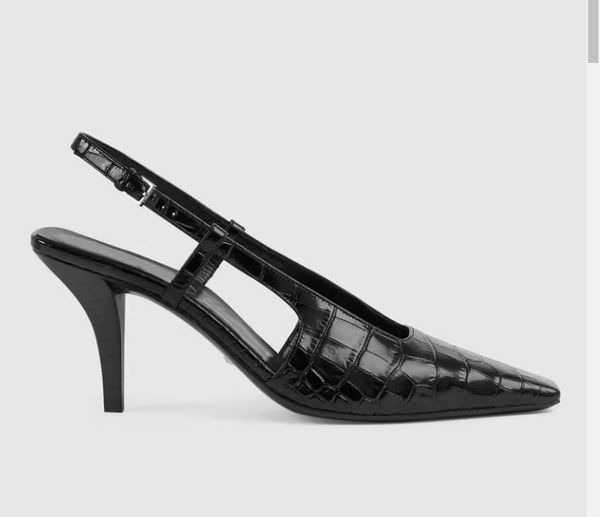 women sandal slingback crocodile print pump with crystals designer luxury womens high heels sandals outdoor sandals, Black
women sandal slingback crocodile print pump with crystals designer luxury womens high heels sandals outdoor sandals, Black