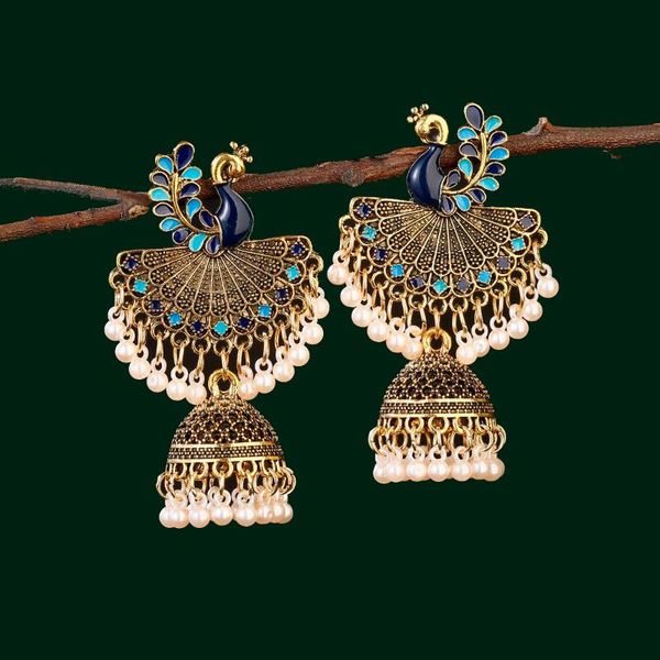 dangle & chandelier women's antique dripping oil peacock jhumki earrings boho ethnic bollywood gold bells earring vintage jewelry, Silver
dangle & chandelier women's antique dripping oil peacock jhumki earrings boho ethnic bollywood gold bells earring vintage jewelry, Silver