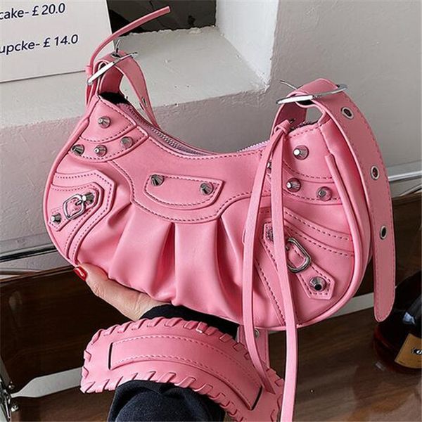 fashion womens evening bags rivets shoulder bag designer pleated saddle cross body messenger bags with coin purse lady handbag
fashion womens evening bags rivets shoulder bag designer pleated saddle cross body messenger bags with coin purse lady handbag