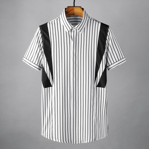 2022 custom summer geometric pattern cut stripe trend slim men shirts handsome casual mens short sleeves shirt, White;black
2022 custom summer geometric pattern cut stripe trend slim men shirts handsome casual mens short sleeves shirt, White;black