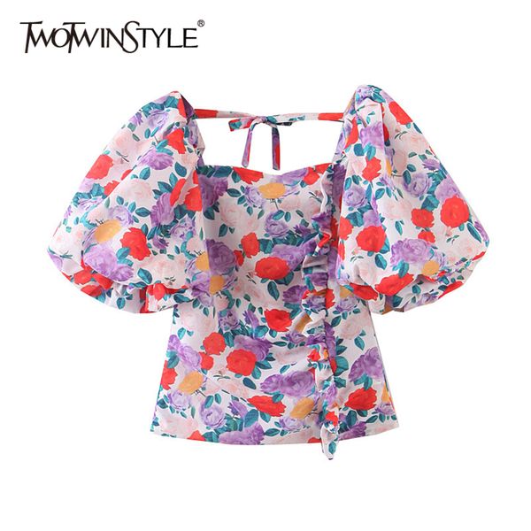 print floral short shirt for women square collar puff sleeve lace up bowknot slim blouse female fashion 210423, White
print floral short shirt for women square collar puff sleeve lace up bowknot slim blouse female fashion 210423, White