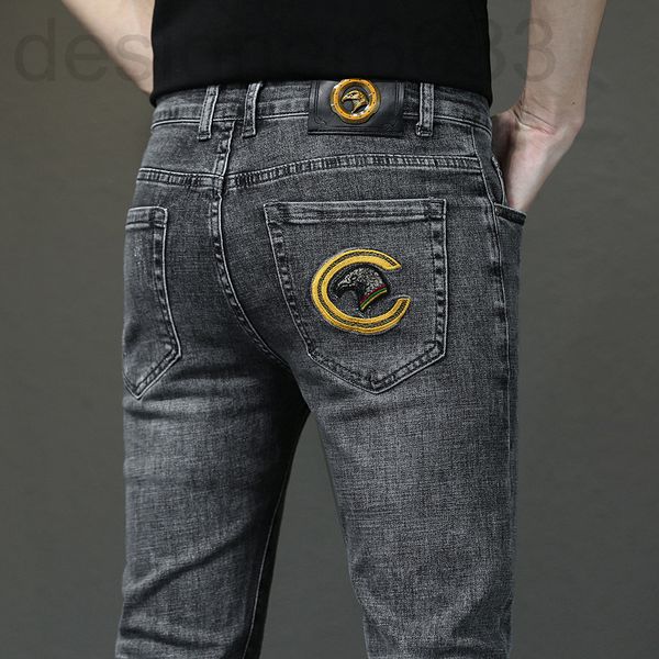 men's jeans designer spring cotton korean version medium waist small foot slim fit international brand eagle head wear zu9h, Blue
men's jeans designer spring cotton korean version medium waist small foot slim fit international brand eagle head wear zu9h, Blue