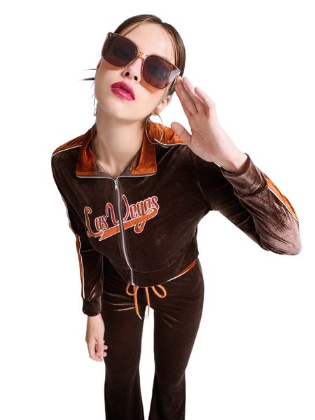 90s letter embroidery contrast piping colorblock velvet crop jacket & flare leg pants f7zs#, White
90s letter embroidery contrast piping colorblock velvet crop jacket & flare leg pants f7zs#, White