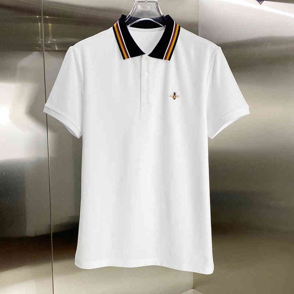men's polos summer fashion brand little bee embroidery contrast collar simple and versatile polo shirt paul short sleeve men, White;black
men's polos summer fashion brand little bee embroidery contrast collar simple and versatile polo shirt paul short sleeve men, White;black
