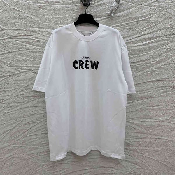 high version summer new paris b crew staff limited printing os loose men's and women's short sleeved t-shirt, White;black
high version summer new paris b crew staff limited printing os loose men's and women's short sleeved t-shirt, White;black
