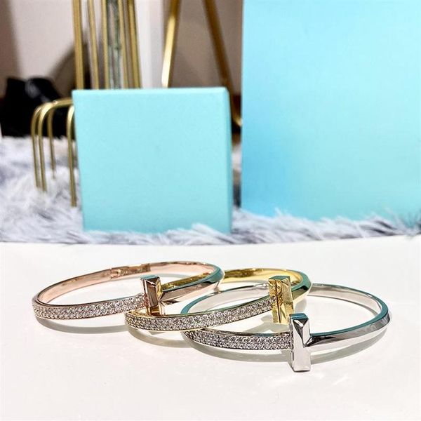 europe america style lady women bangle titanium steel t letter double open diamond bracelet 3 color344v, Black 
europe america style lady women bangle titanium steel t letter double open diamond bracelet 3 color344v, Black