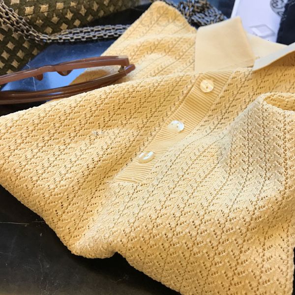 women's t-shirt designer tianxi flax ~ thin and temperament french hook flower vanilla yellow lapel sweater female spring summer i863, White
women's t-shirt designer tianxi flax ~ thin and temperament french hook flower vanilla yellow lapel sweater female spring summer i863, White