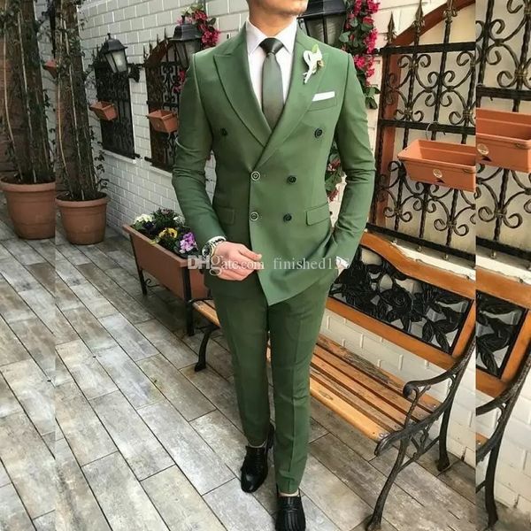 classic double-breasted olive green groom tuxedos peak lapel men suits 2 pieces wedding prom dinner blazer jacket pants tie, Black;gray
classic double-breasted olive green groom tuxedos peak lapel men suits 2 pieces wedding prom dinner blazer jacket pants tie, Black;gray