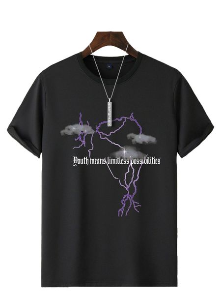 men slogan graphic tee m5di#, White;black