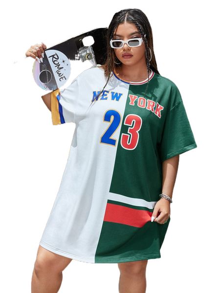 plus letter graphic colorblock drop shoulder tee dress n3ui#, Black
plus letter graphic colorblock drop shoulder tee dress n3ui#, Black