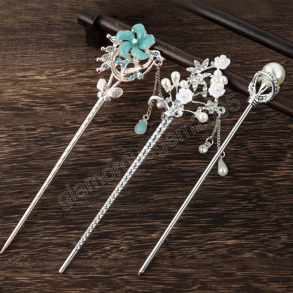 vintage chinese style hair stick women metal rhinestone hairpins woman jewelry hair clip accessories, Golden;silver
vintage chinese style hair stick women metal rhinestone hairpins woman jewelry hair clip accessories, Golden;silver