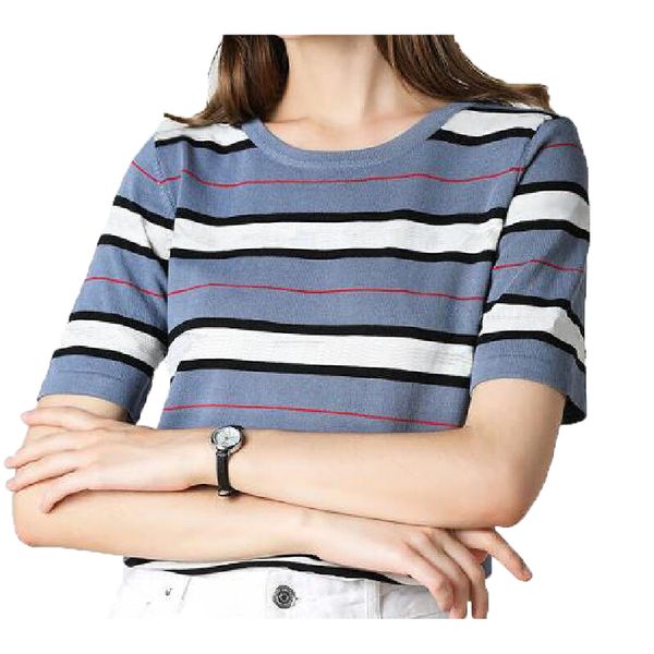 23ss designer womens knits t-shirts round neck cardigan knitted striped wool short sleeve luxurys casual t-shirt stretch stylist women loos, White
23ss designer womens knits t-shirts round neck cardigan knitted striped wool short sleeve luxurys casual t-shirt stretch stylist women loos, White