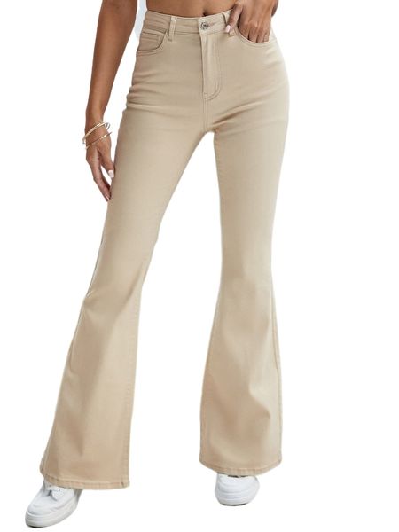 pocket back flare leg jeans g6ss#, Blue 
pocket back flare leg jeans g6ss#, Blue