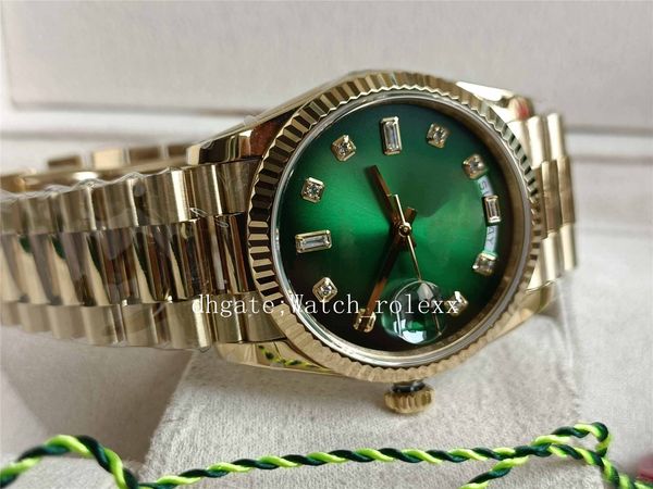 women's watch bpf day date cal.2813 36mm sapphire 18k yellow gold president bracelet diamond green bezel dial movement automatic lumino, Slivery;brown
women's watch bpf day date cal.2813 36mm sapphire 18k yellow gold president bracelet diamond green bezel dial movement automatic lumino, Slivery;brown