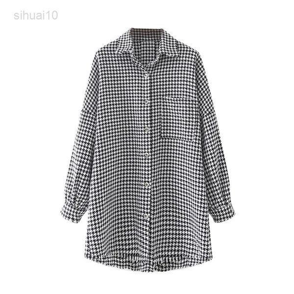women 2021 new fashion oversized checked wool checked jacket vintage pocket female outerwear chic l220725, Black;brown
women 2021 new fashion oversized checked wool checked jacket vintage pocket female outerwear chic l220725, Black;brown