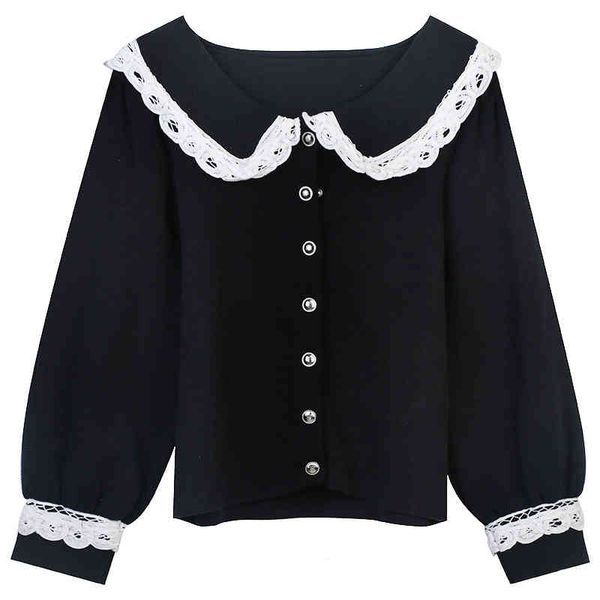 women's sweaters french high-end women's summer black and white color blocking gauze mesh splicing doll collar sweet aging long sl, White;black
women's sweaters french high-end women's summer black and white color blocking gauze mesh splicing doll collar sweet aging long sl, White;black
