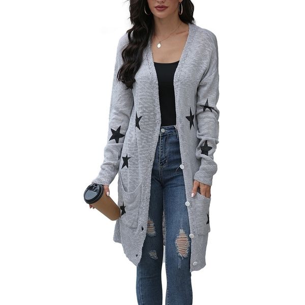 knit sweaters women long cardigan feminino autumn winter fashion sweater coat women stars knitted sweaters sueter mujer y200915, White;black
knit sweaters women long cardigan feminino autumn winter fashion sweater coat women stars knitted sweaters sueter mujer y200915, White;black
