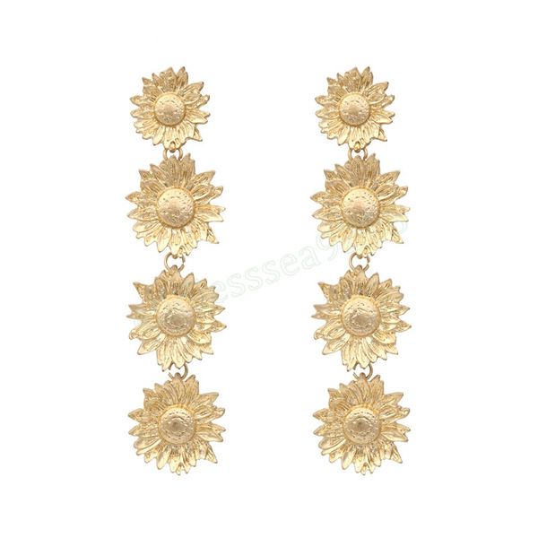 long gold metal sunflower earrings trendy dangle earrings for women jewelry accessories gift, Silver
long gold metal sunflower earrings trendy dangle earrings for women jewelry accessories gift, Silver