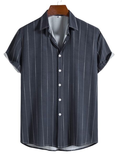 men pinstriped print shirt 92rx#, White;black