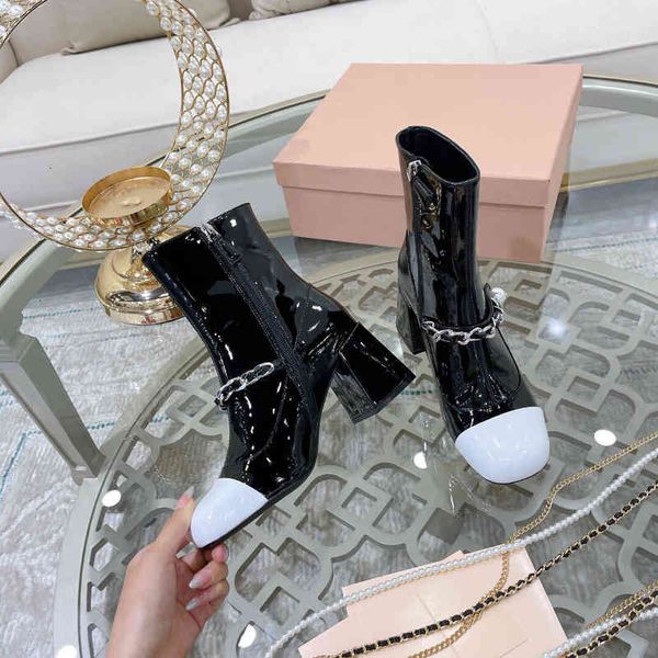 women's varnished boots leather boots winter shoes shorts round head high heels series, Black
women's varnished boots leather boots winter shoes shorts round head high heels series, Black