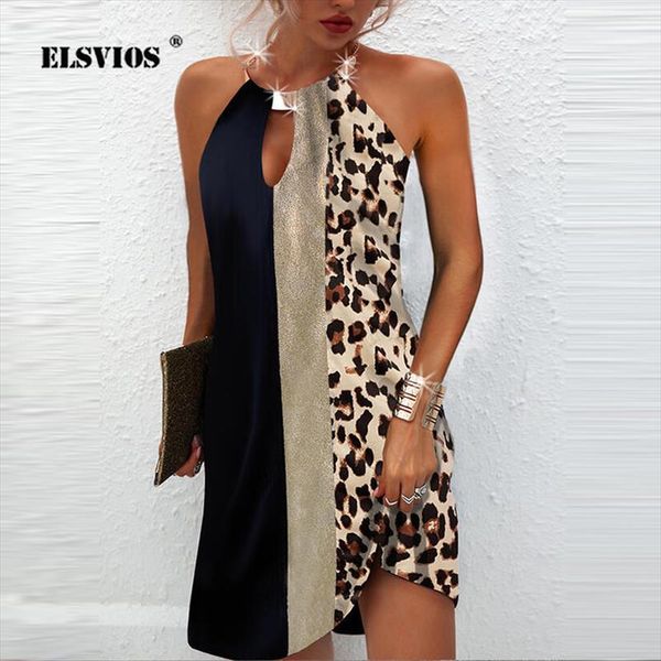 stitching leopard print contrast dress summer lady sleeveless backless metallic halter vestidos womens loose casual short, Black;gray
stitching leopard print contrast dress summer lady sleeveless backless metallic halter vestidos womens loose casual short, Black;gray