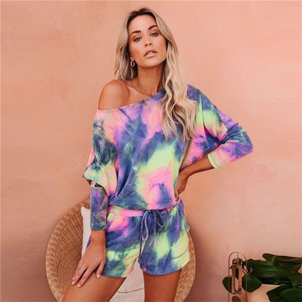 2020 new tie dye loungewear sleepwear fashion summer two pieces set pajamas for women loose home clothes suit nightwear y200708, Black;red
2020 new tie dye loungewear sleepwear fashion summer two pieces set pajamas for women loose home clothes suit nightwear y200708, Black;red