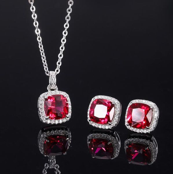 14k plated gold pigeon blood red treasure micro cz diamond stud small square pendant earrings set, Golden;silver
14k plated gold pigeon blood red treasure micro cz diamond stud small square pendant earrings set, Golden;silver