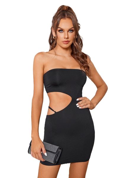 parthea cut out tube bodycon dress h6xx#, Black;gray 
parthea cut out tube bodycon dress h6xx#, Black;gray