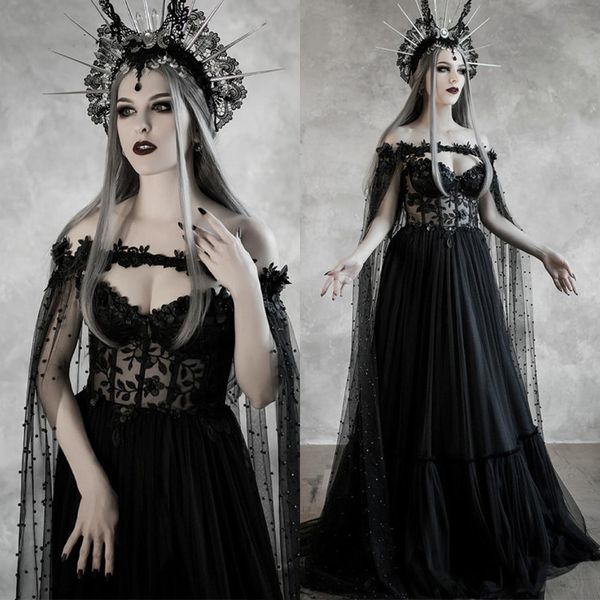 dark fairytale gothic black wedding dress with cupped corset bodice fantasy a line bridal gowns medieval vampire halloween wedding cloak vin, White
dark fairytale gothic black wedding dress with cupped corset bodice fantasy a line bridal gowns medieval vampire halloween wedding cloak vin, White