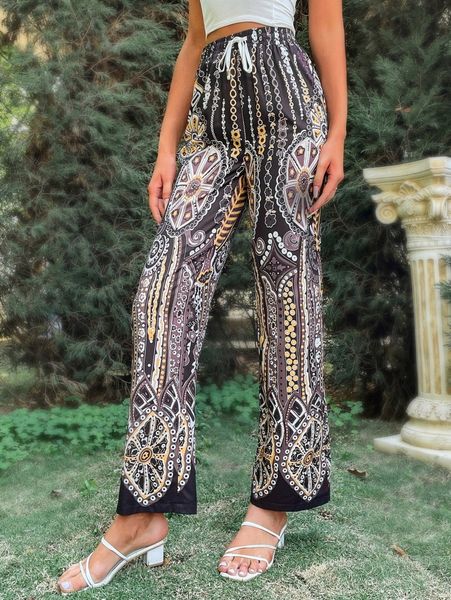 floral print drawstring waist pants t88s#, Black;white
floral print drawstring waist pants t88s#, Black;white