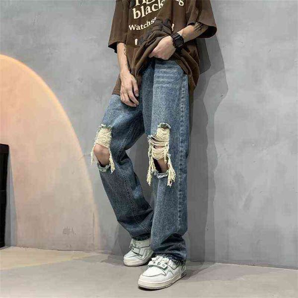 summer blue ripped jeans men fashion casual baggy wide leg jeans men streetwear hip hop loose straight denim pants mens trousers t220726
summer blue ripped jeans men fashion casual baggy wide leg jeans men streetwear hip hop loose straight denim pants mens trousers t220726