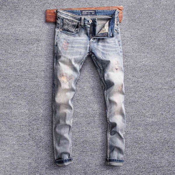 men's jeans fashion street fashion men's jeans with holes are worn out washed and embroidered patches small feet slim fitting pant, Blue
men's jeans fashion street fashion men's jeans with holes are worn out washed and embroidered patches small feet slim fitting pant, Blue