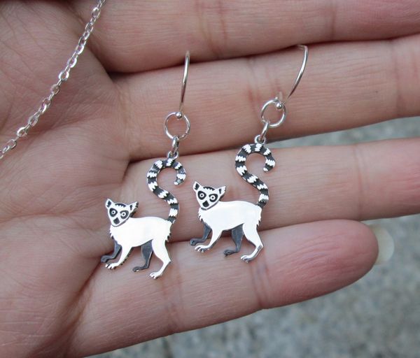 new dangle earring ear studs kinitial africa madagascar ring-tailed monkey necklace earrings lemur jewelry, Silver
new dangle earring ear studs kinitial africa madagascar ring-tailed monkey necklace earrings lemur jewelry, Silver