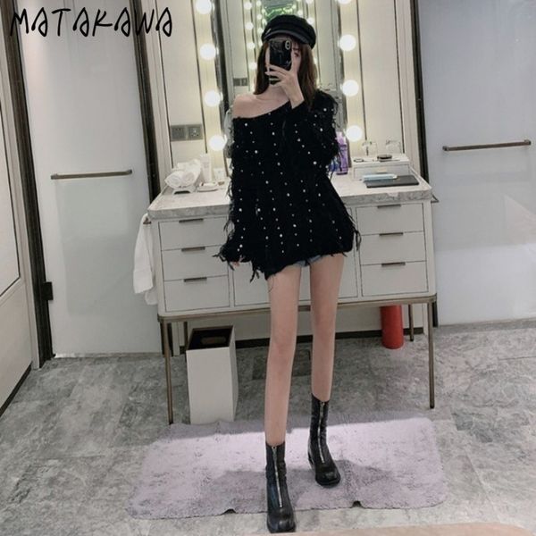 spring fashion korean beaded tassel sweater oneck loose pullovers midlength womens 210506, White;black
spring fashion korean beaded tassel sweater oneck loose pullovers midlength womens 210506, White;black